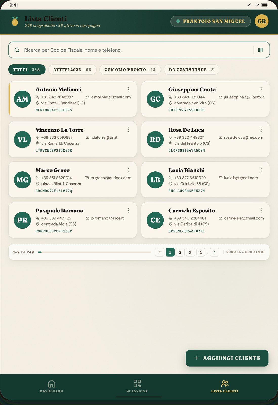 Lista clienti